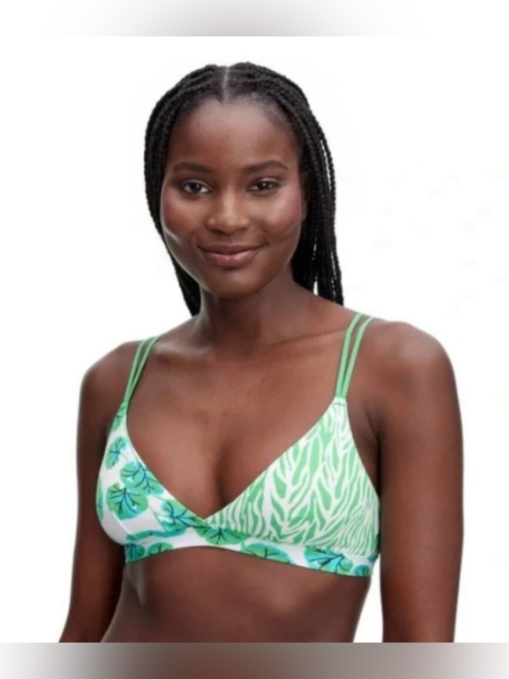 Diane Von Furstenberg Green and White Cotton Bra